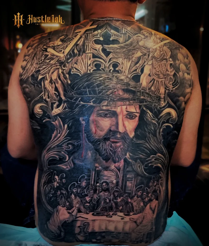 Black and white realism tattoo Bali by Hustle Ink Legian